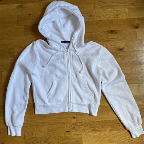 brandy melville white cropped hoodie